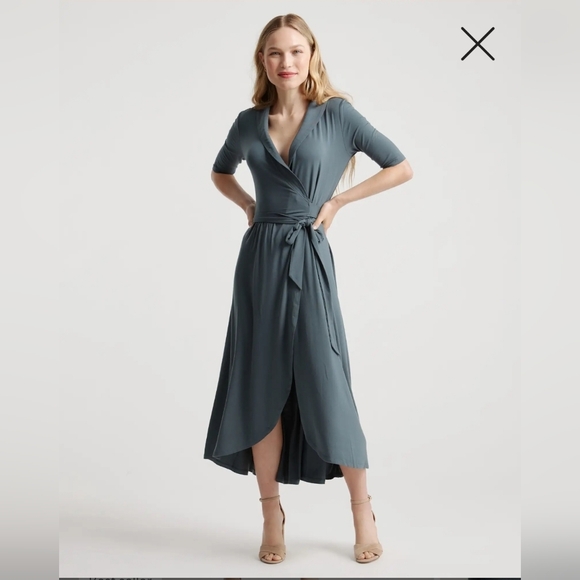 Quince Dresses & Skirts - NWT Quince Tencel Jersey Midi Wrap Dress Gray Size Large